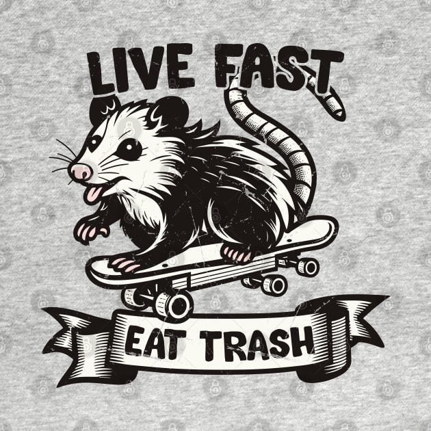Live Fast Eat Trash - Vintage Opossum Design by Trendsdk